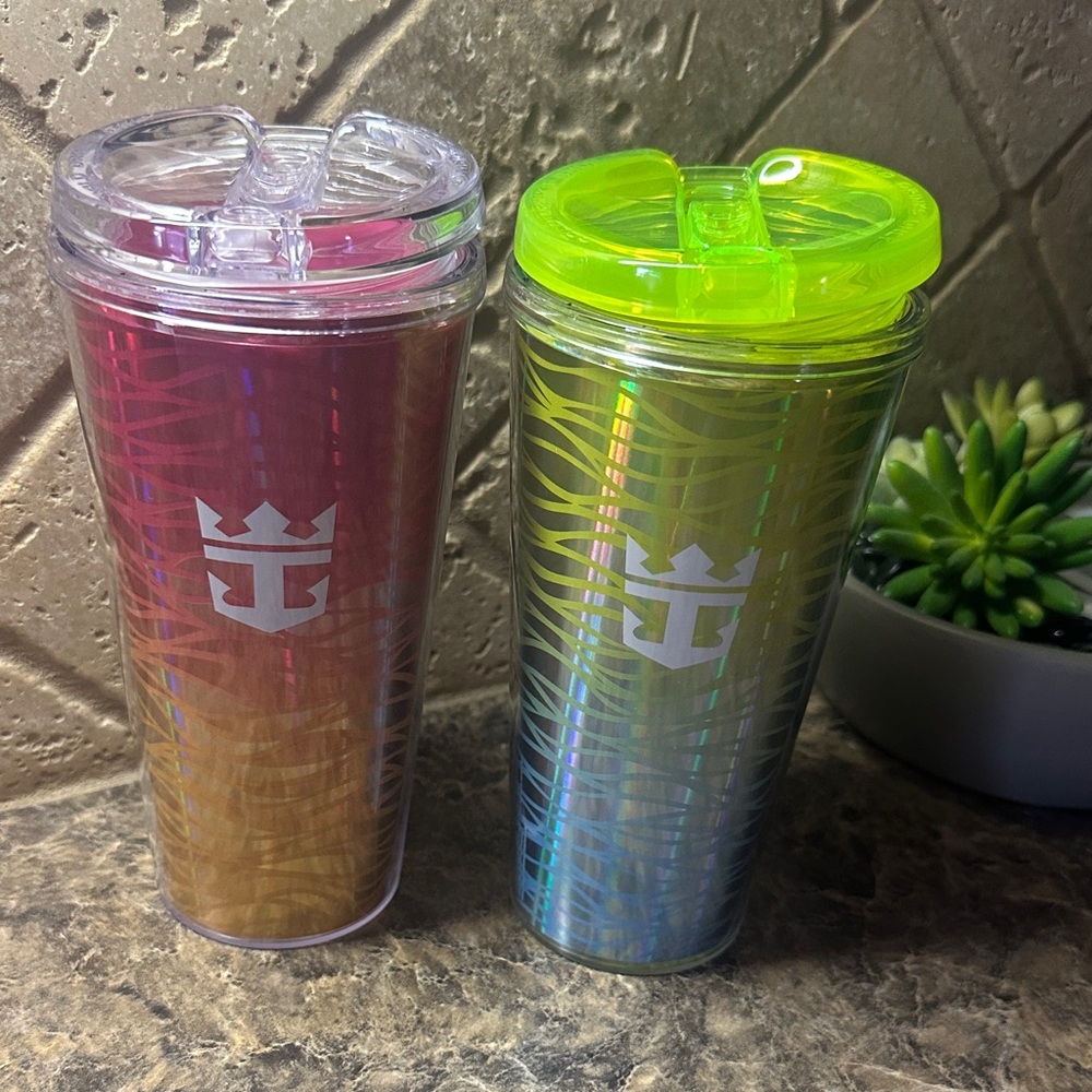 Royal Caribbean Colorful Travel Tumblers with the Royal Caribbean Logo 2025